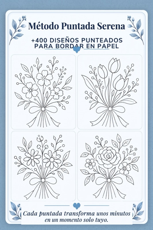 Página de muestra: ramos de flores punteados para bordar