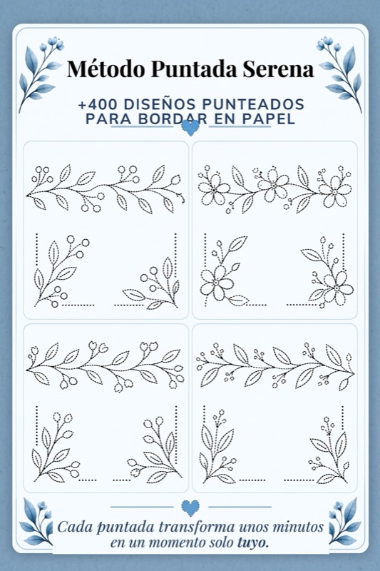 Página de muestra: bordes y esquinas punteadas para bordar